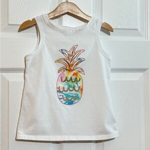 5T Cat & Jack White Tank Top Colorful Rainbow Pineapple gold glitter outline